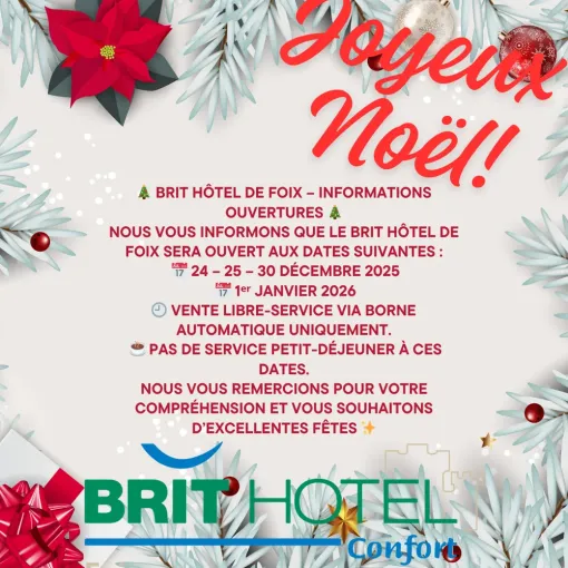 infos fêtes de Noël au Brit Hôtel Foix, Foix, Brit Hôtel Foix